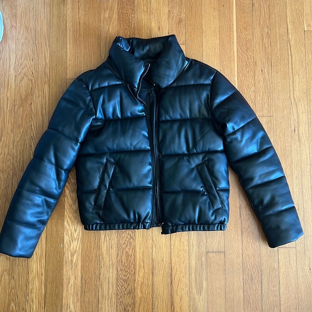 Vegan Leather Puffer Jacket